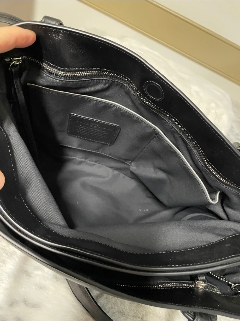 Coach Black Leather Polished Tote with Shoulder Strap